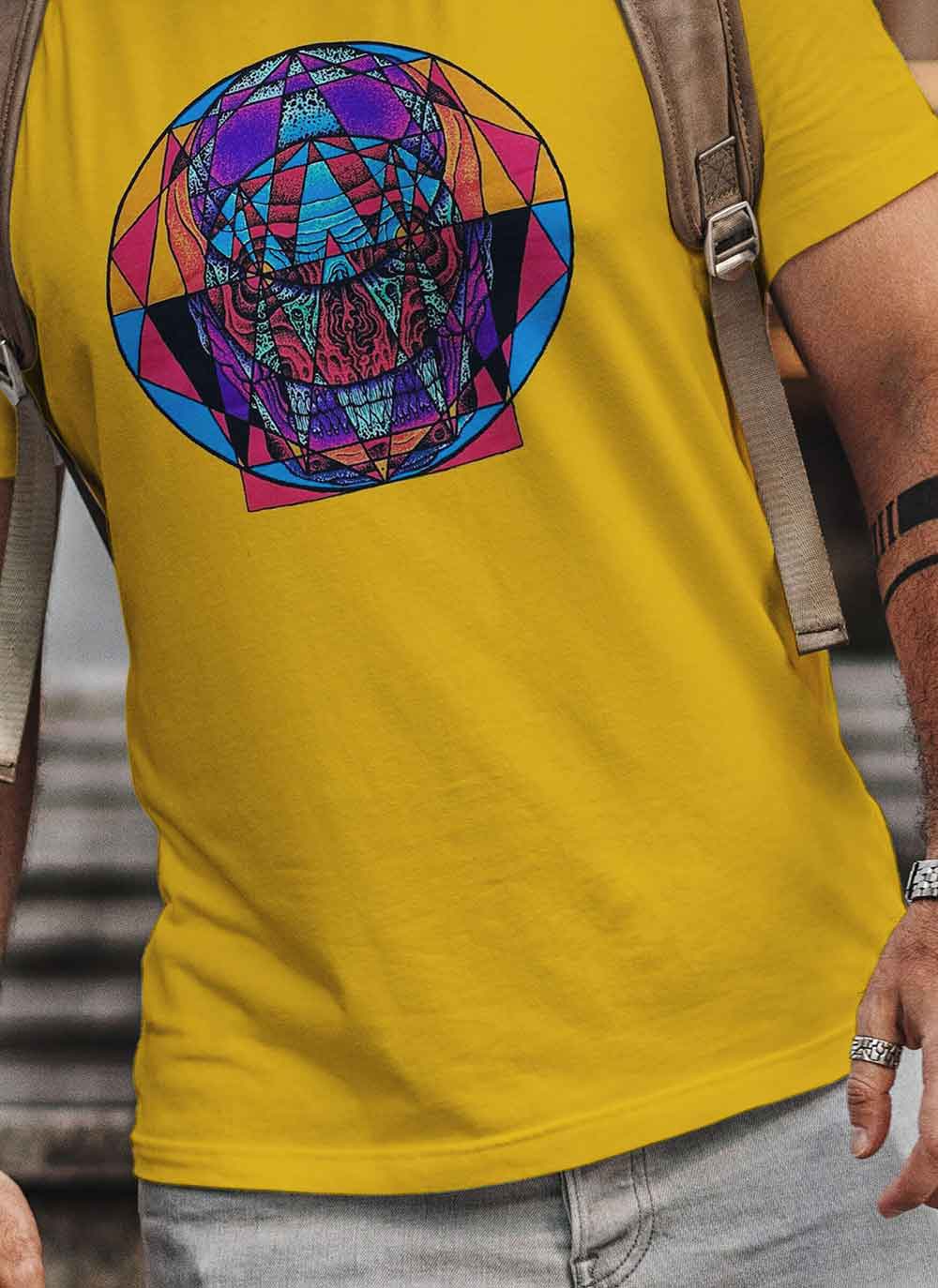 custom full color screen printing yellow shirt